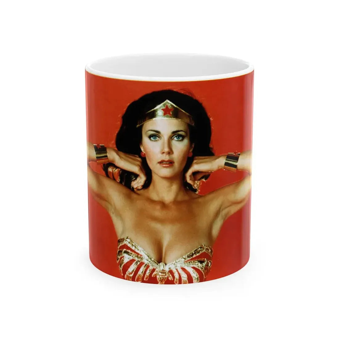 Lynda Carter #86 - Wonder Woman Photo (Vintage Female Icon) White Coffee Mug 11oz - Go Mug Yourself