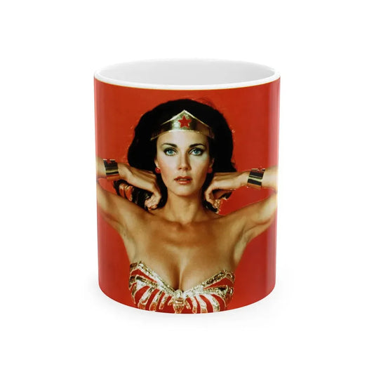Lynda Carter #86 - Wonder Woman Photo (Vintage Female Icon) White Coffee Mug 11oz - Go Mug Yourself