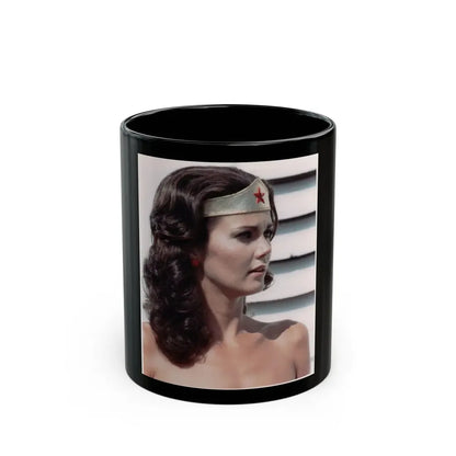 Lynda Carter #92 - Wonder Woman Photo (Vintage Female Icon) Black Coffee Mug 11oz - Go Mug Yourself