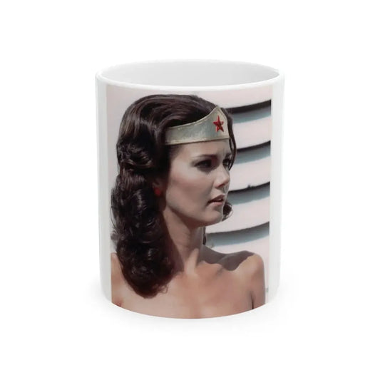 Lynda Carter #92 - Wonder Woman Photo (Vintage Female Icon) White Coffee Mug 11oz - Go Mug Yourself