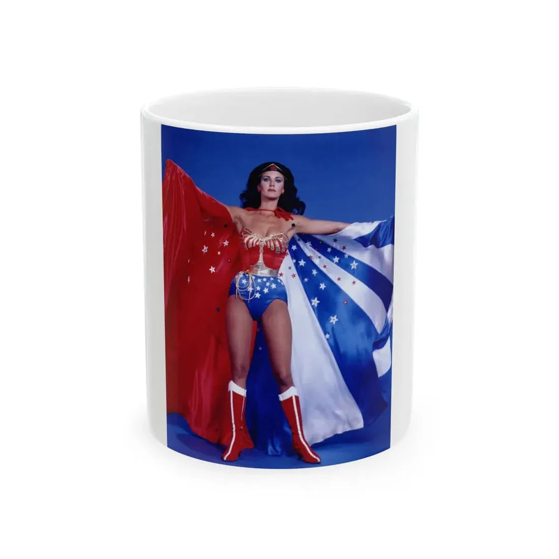 Lynda Carter #94 - Wonder Woman Photo (Vintage Female Icon) White Coffee Mug 11oz - Go Mug Yourself