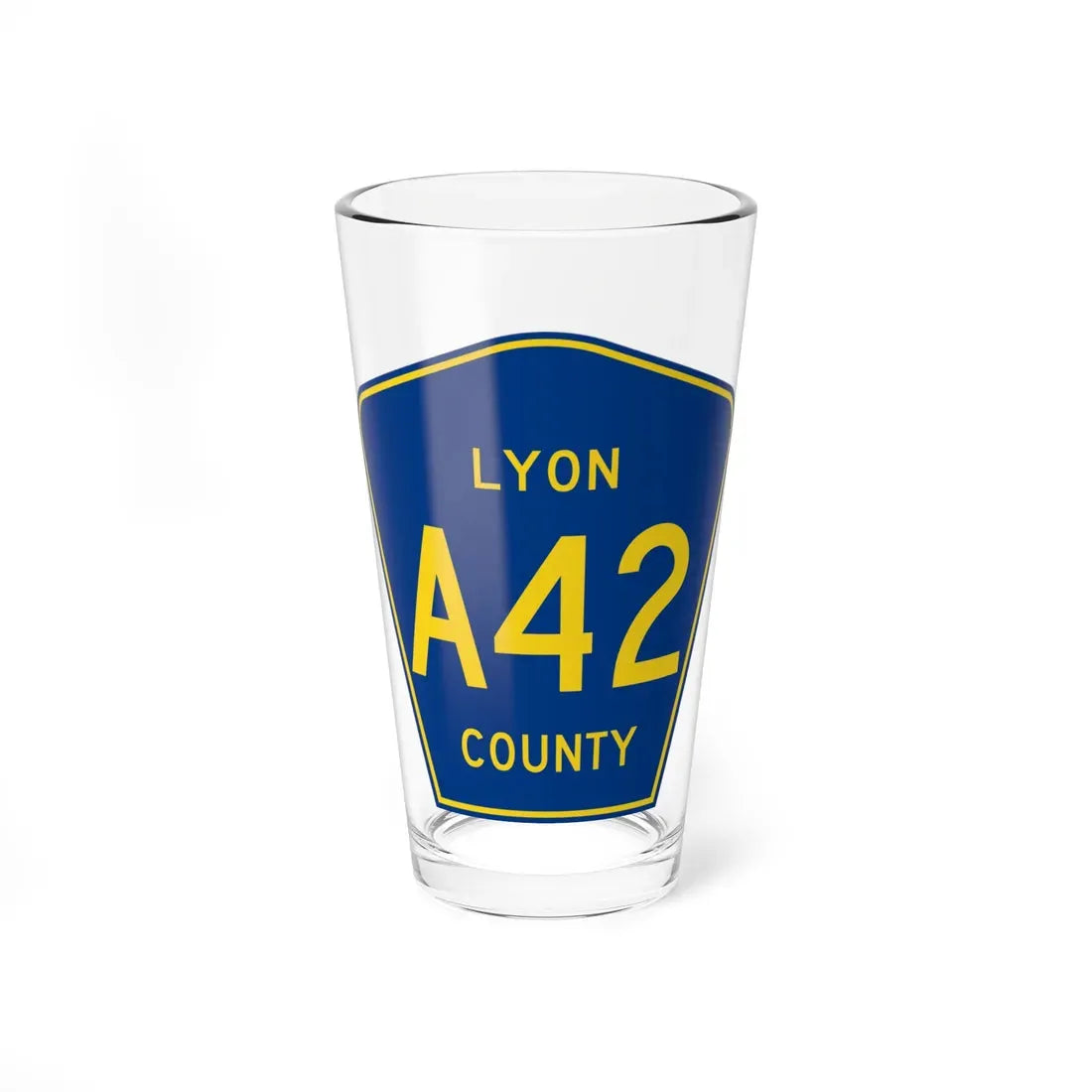 Lyon County Route A42 IA (Iowa) (Road Sign) Pint Glass 16oz 16oz - Go Mug Yourself