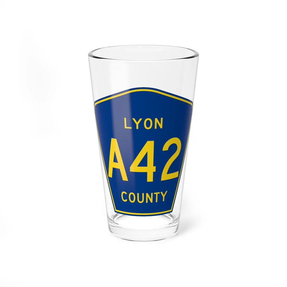 Lyon County Route A42 IA (Iowa) (Road Sign) Pint Glss 16oz 16oz - Go Mug Yourself