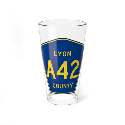 Lyon County Route A42 IA (Iowa) (Road Sign) Pint Glss 16oz 16oz - Go Mug Yourself