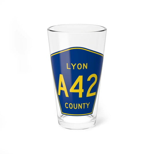 Lyon County Route A42 IA (Iowa) (Road Sign) Pint Glss 16oz 16oz - Go Mug Yourself