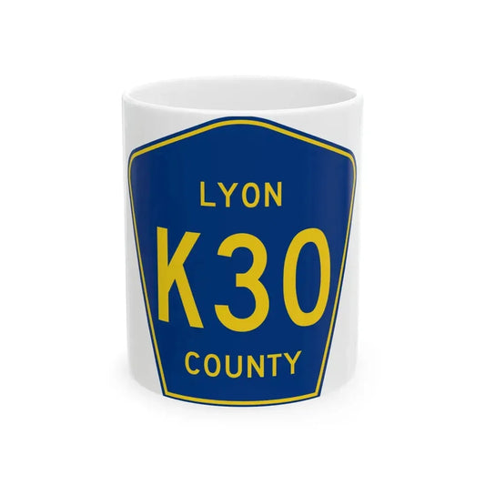 Lyon County Route K30 IA (Iowa) (Road Sign) White Coffee Mug 11oz - Go Mug Yourself