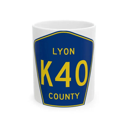 Lyon County Route K40 IA (Iowa) (Road Sign) White Coffee Mug 11oz - Go Mug Yourself