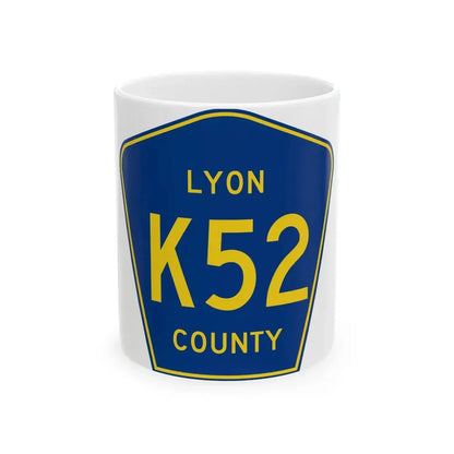 Lyon County Route K52 IA (Iowa) (Road Sign) White Coffee Mug 11oz - Go Mug Yourself