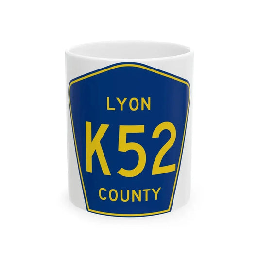 Lyon County Route K52 IA (Iowa) (Road Sign) White Coffee Mug 11oz - Go Mug Yourself