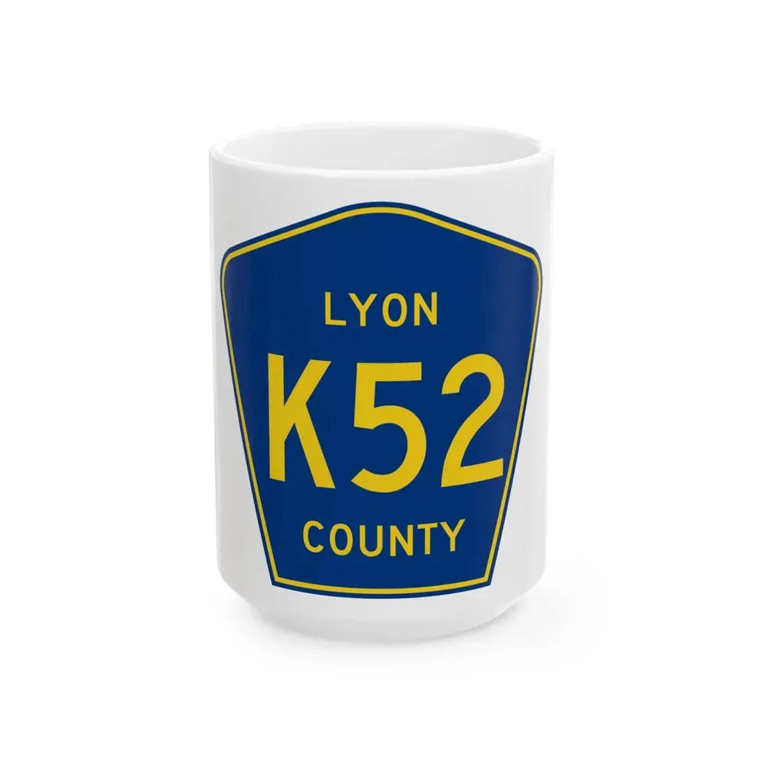 Lyon County Route K52 IA (Iowa) (Road Sign) White Coffee Mug 15oz - Go Mug Yourself