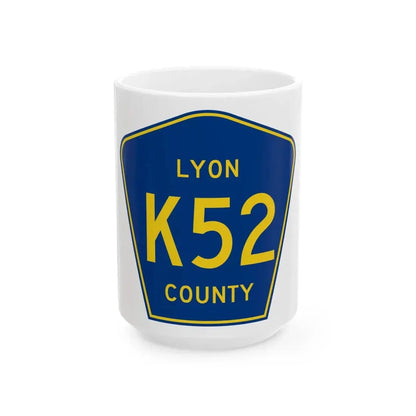 Lyon County Route K52 IA (Iowa) (Road Sign) White Coffee Mug 15oz - Go Mug Yourself
