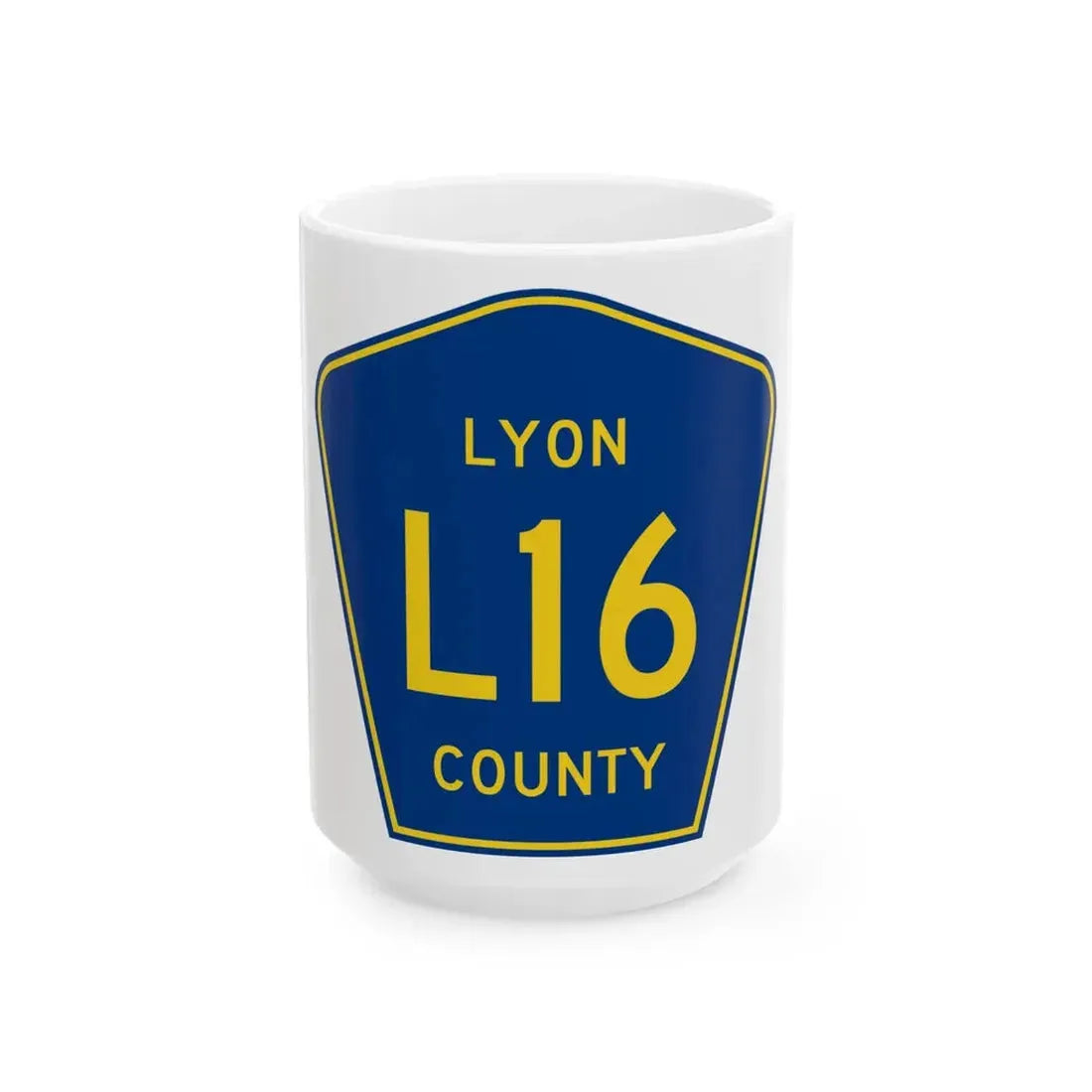 Lyon County Route L16 IA (Iowa) (Road Sign) White Coffee Mug 15oz - Go Mug Yourself