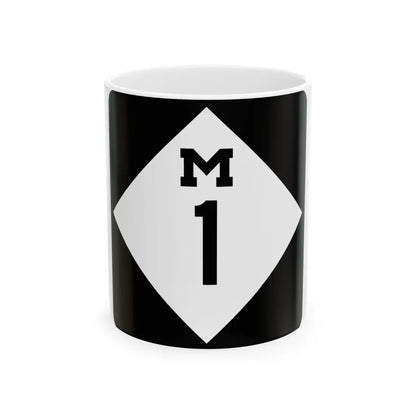 M-1 (Michigan) (Road Sign) White Coffee Mug 11oz - Go Mug Yourself