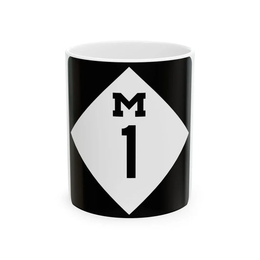 M-1 (Michigan) (Road Sign) White Coffee Mug 11oz - Go Mug Yourself