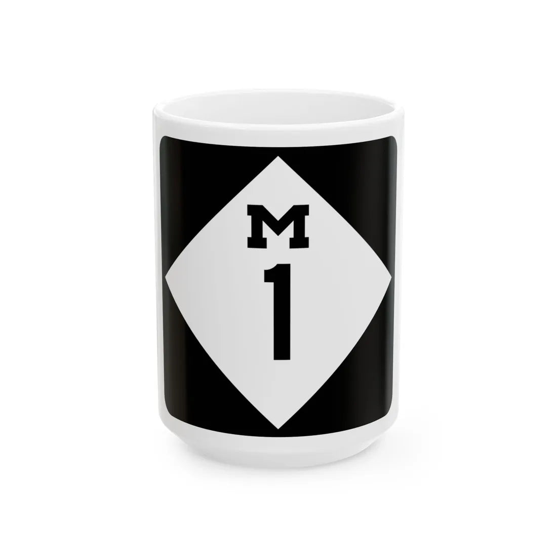 M-1 (Michigan) (Road Sign) White Coffee Mug 15oz - Go Mug Yourself