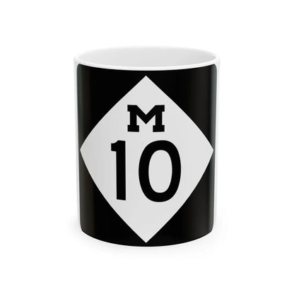 M-10 (Michigan) (Road Sign) White Coffee Mug 11oz - Go Mug Yourself