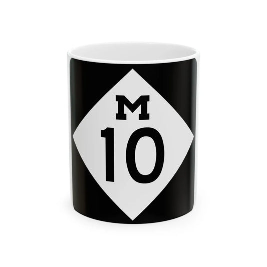 M-10 (Michigan) (Road Sign) White Coffee Mug 11oz - Go Mug Yourself