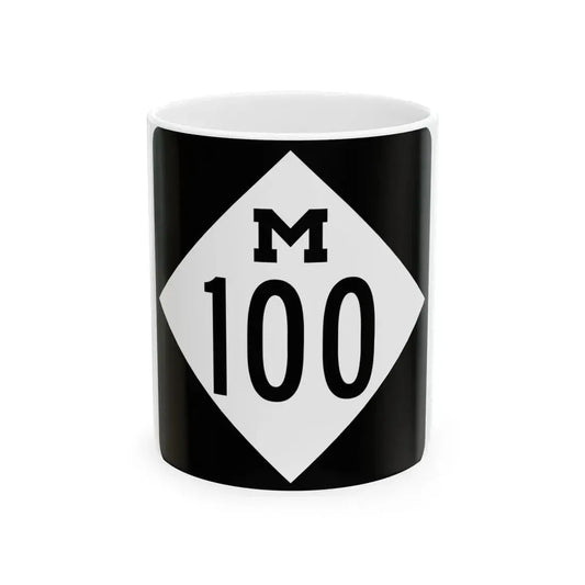 M-100 (Michigan) (Road Sign) White Coffee Mug 11oz - Go Mug Yourself