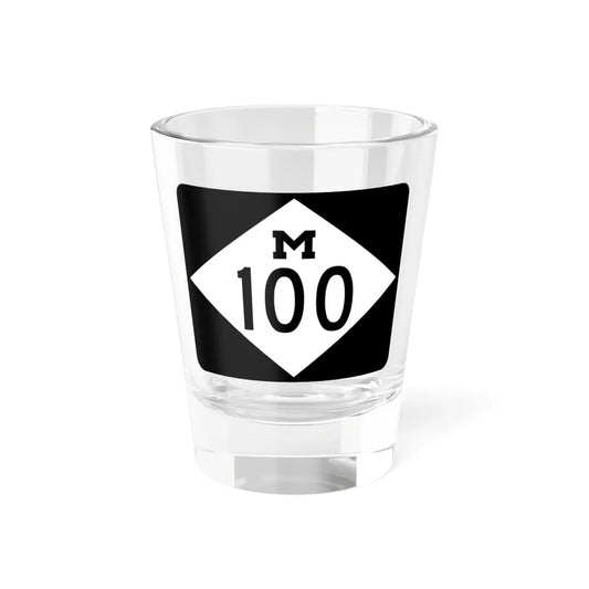 M-100 rectangle (Michigan) (Road Sign) Shot Glass 1.5oz 1.5oz - Go Mug Yourself