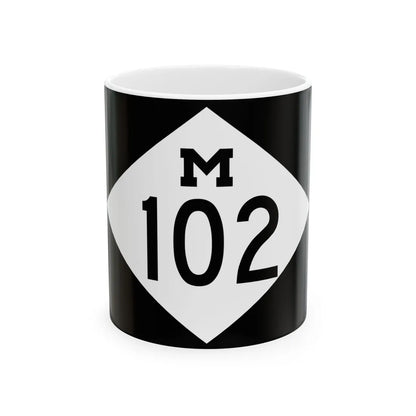 M-102 rectangle (Michigan) (Road Sign) White Coffee Mug 11oz - Go Mug Yourself