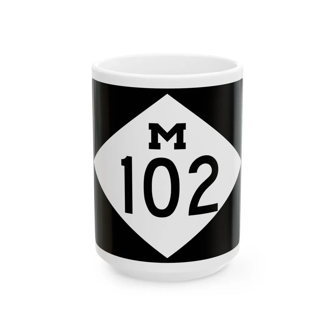 M-102 rectangle (Michigan) (Road Sign) White Coffee Mug 15oz - Go Mug Yourself