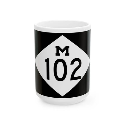 M-102 rectangle (Michigan) (Road Sign) White Coffee Mug 15oz - Go Mug Yourself