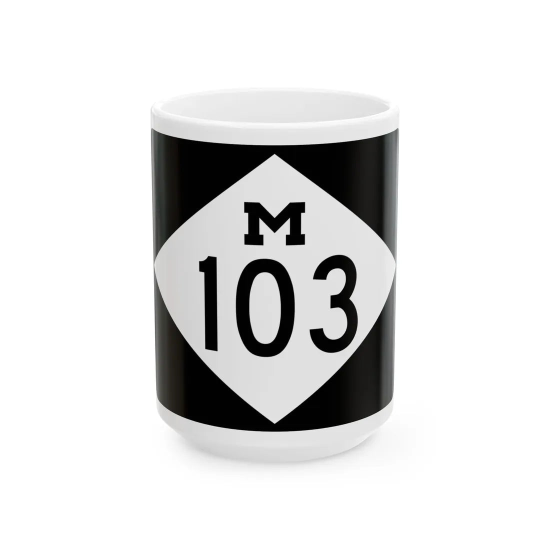 M-103 rectangle (Michigan) (Road Sign) White Coffee Mug 15oz - Go Mug Yourself