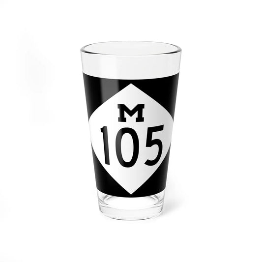 M-105 rectangle (Michigan) (Road Sign) Pint Glass 16oz 16oz - Go Mug Yourself