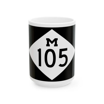 M-105 rectangle (Michigan) (Road Sign) White Coffee Mug 15oz - Go Mug Yourself