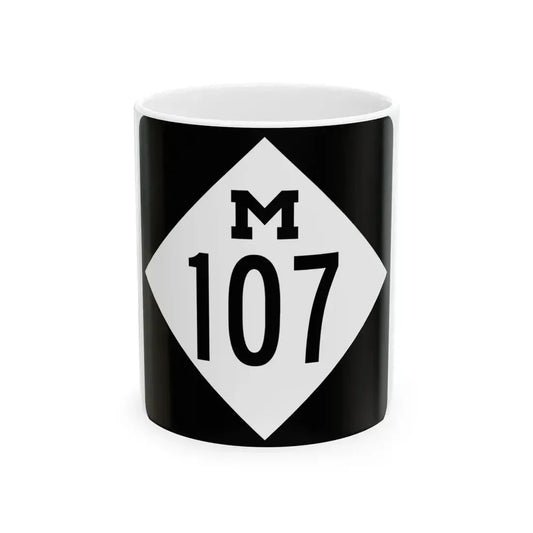M-107 (Michigan) (Road Sign) White Coffee Mug 11oz - Go Mug Yourself