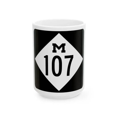 M-107 (Michigan) (Road Sign) White Coffee Mug 15oz - Go Mug Yourself