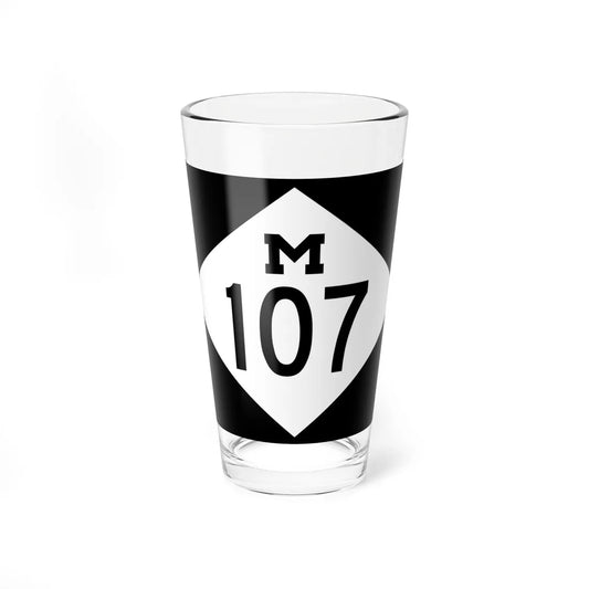 M-107 rectangle (Michigan) (Road Sign) Pint Glass 16oz 16oz - Go Mug Yourself