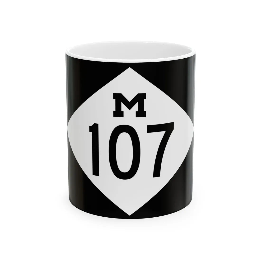 M-107 rectangle (Michigan) (Road Sign) White Coffee Mug 11oz - Go Mug Yourself