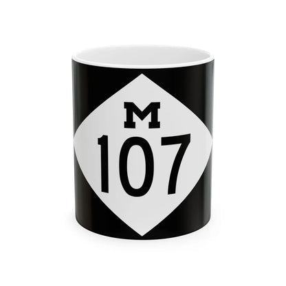 M-107 rectangle (Michigan) (Road Sign) White Coffee Mug 11oz - Go Mug Yourself