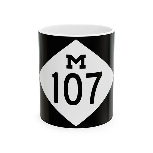M-107 rectangle (Michigan) (Road Sign) White Coffee Mug 11oz - Go Mug Yourself