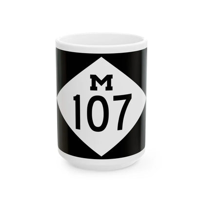 M-107 rectangle (Michigan) (Road Sign) White Coffee Mug 15oz - Go Mug Yourself