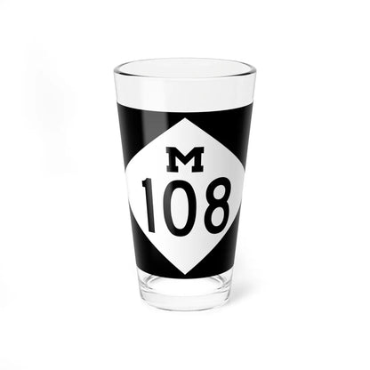 M-108 rectangle (Michigan) (Road Sign) Pint Glass 16oz 16oz - Go Mug Yourself