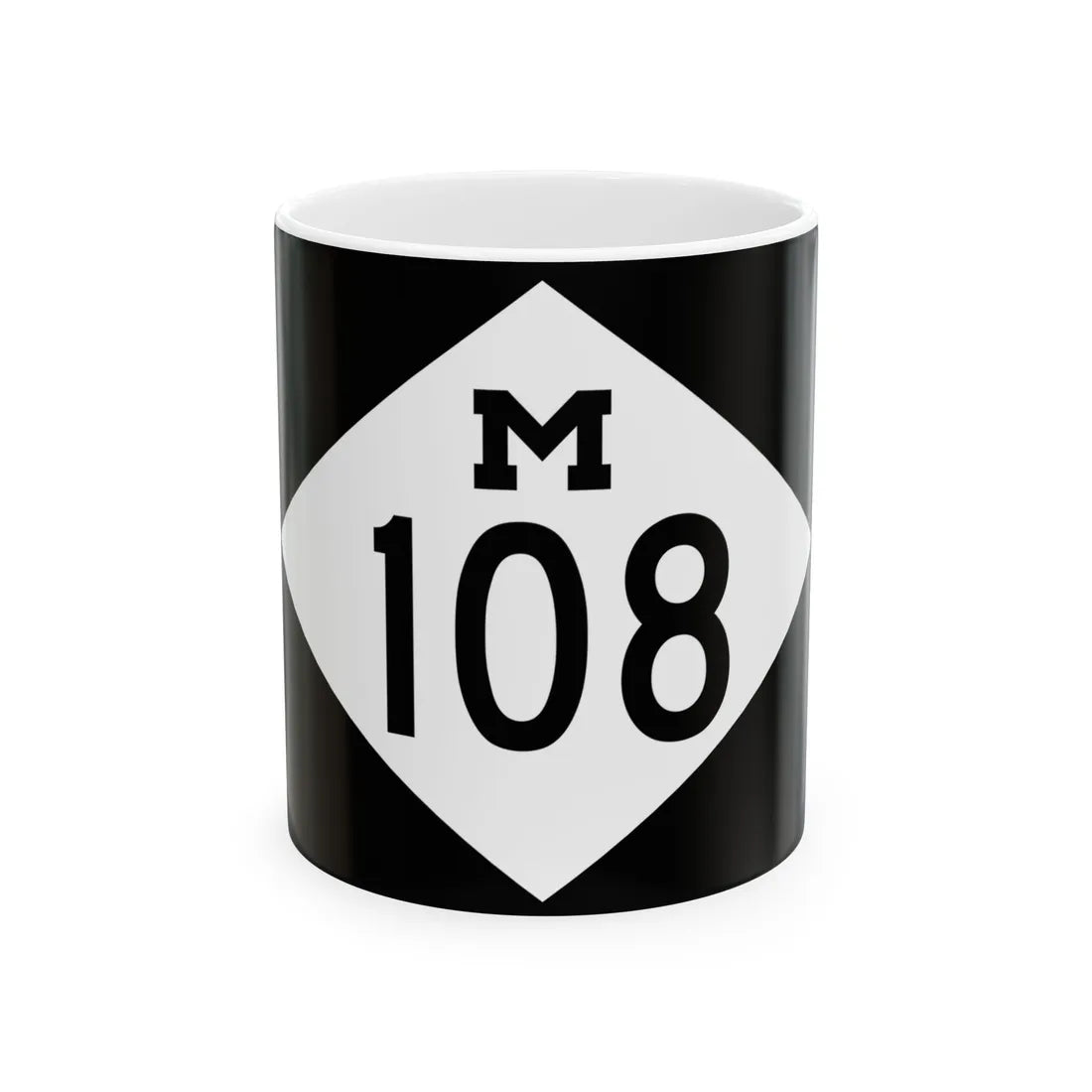 M-108 rectangle (Michigan) (Road Sign) White Coffee Mug 11oz - Go Mug Yourself