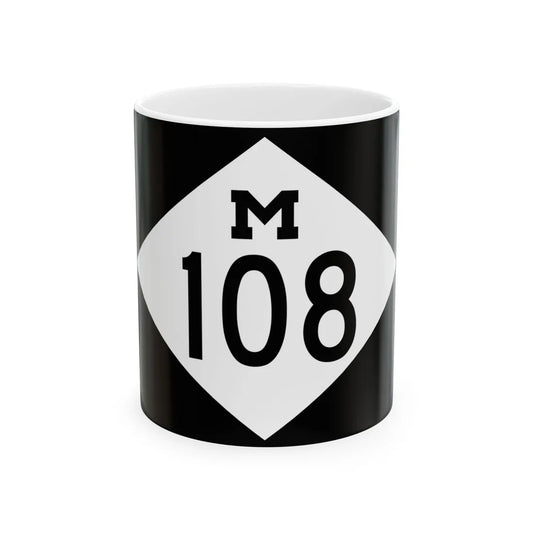 M-108 rectangle (Michigan) (Road Sign) White Coffee Mug 11oz - Go Mug Yourself
