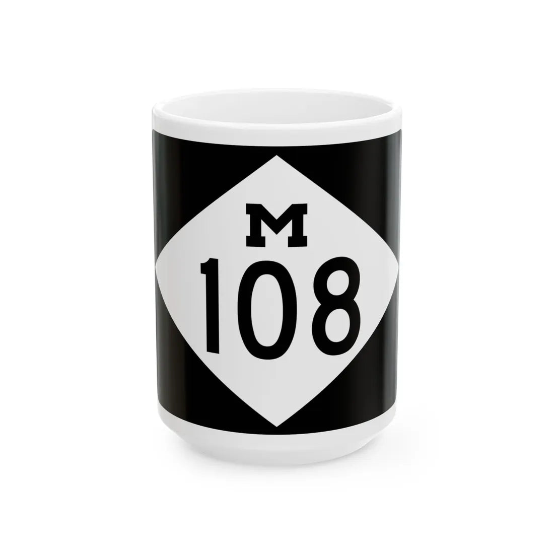 M-108 rectangle (Michigan) (Road Sign) White Coffee Mug 15oz - Go Mug Yourself