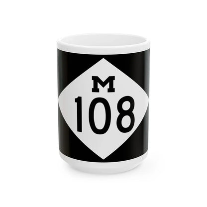 M-108 rectangle (Michigan) (Road Sign) White Coffee Mug 15oz - Go Mug Yourself