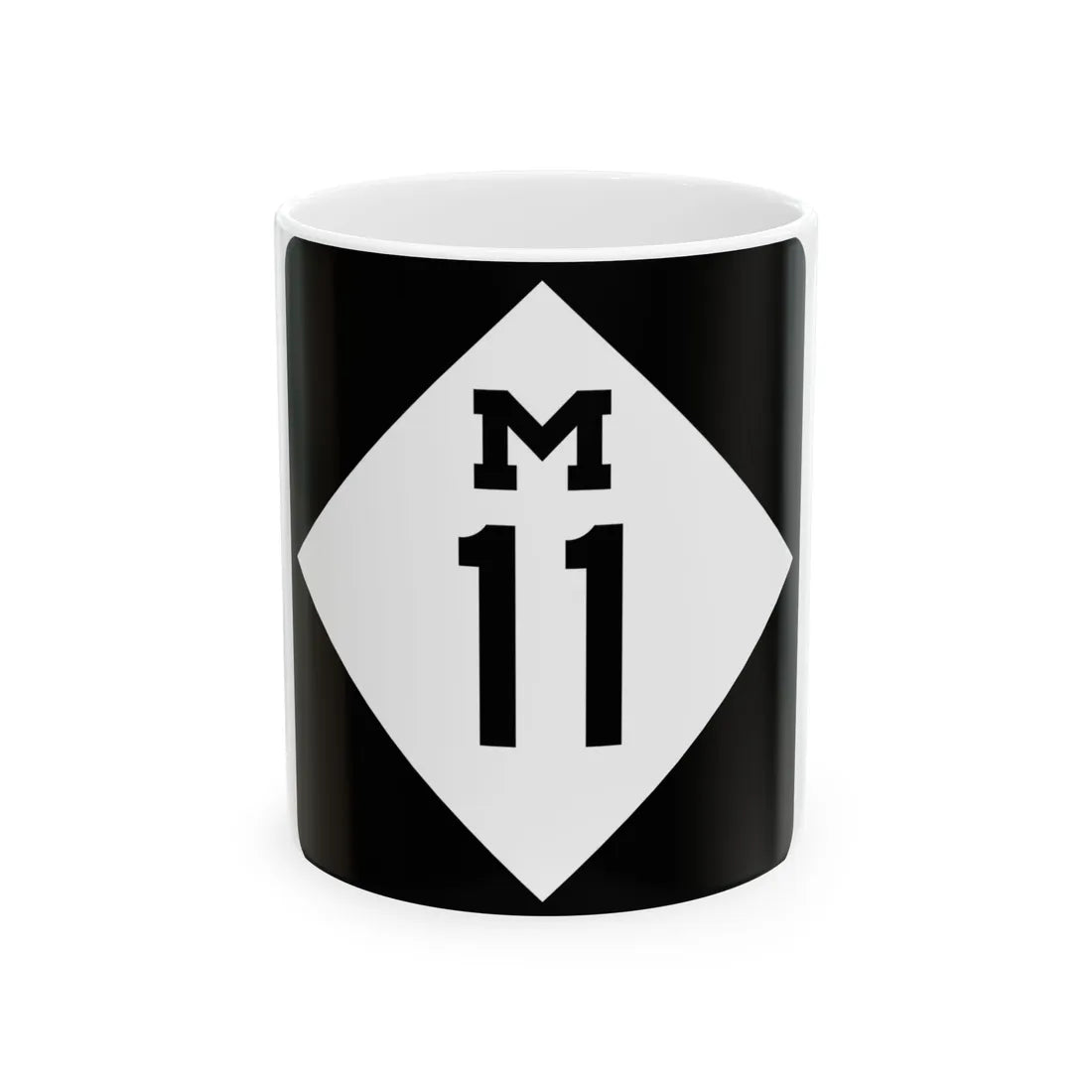 M-11 (Michigan) (Road Sign) White Coffee Mug 11oz - Go Mug Yourself