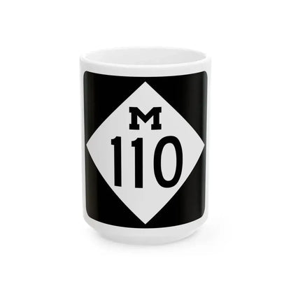 M-110 (Michigan) (Road Sign) White Coffee Mug 15oz - Go Mug Yourself