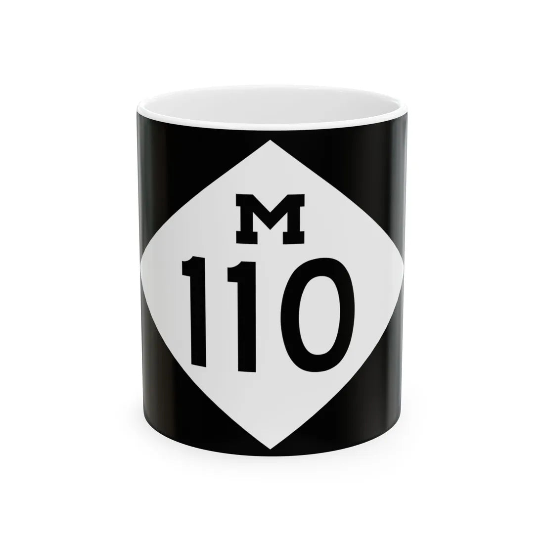 M-110 rectangle (Michigan) (Road Sign) White Coffee Mug 11oz - Go Mug Yourself