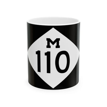 M-110 rectangle (Michigan) (Road Sign) White Coffee Mug 11oz - Go Mug Yourself