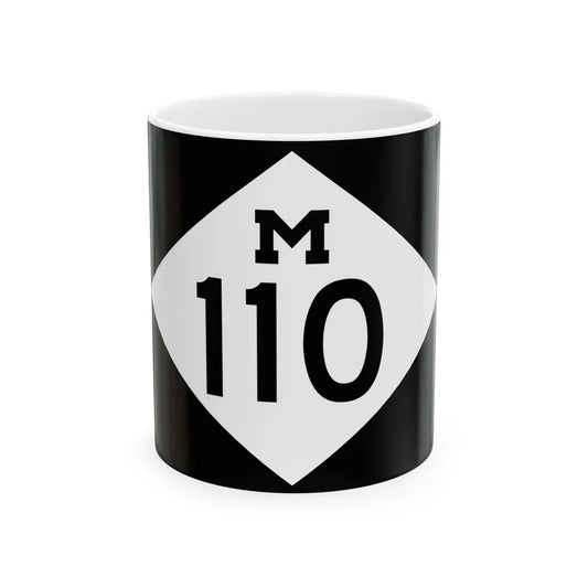 M-110 rectangle (Michigan) (Road Sign) White Coffee Mug 11oz - Go Mug Yourself