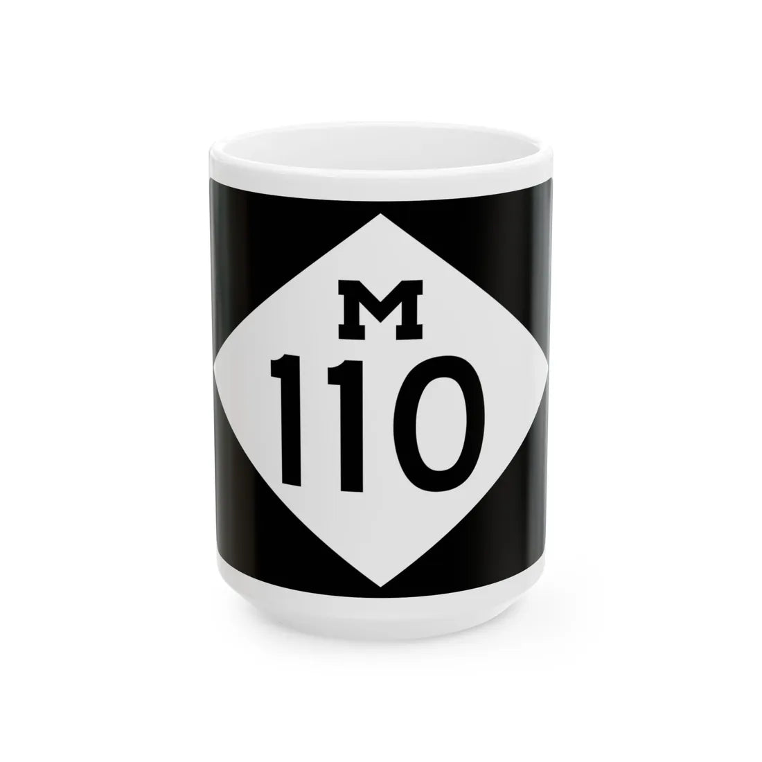 M-110 rectangle (Michigan) (Road Sign) White Coffee Mug 15oz - Go Mug Yourself