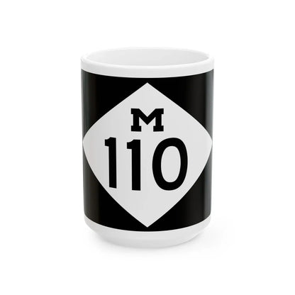 M-110 rectangle (Michigan) (Road Sign) White Coffee Mug 15oz - Go Mug Yourself