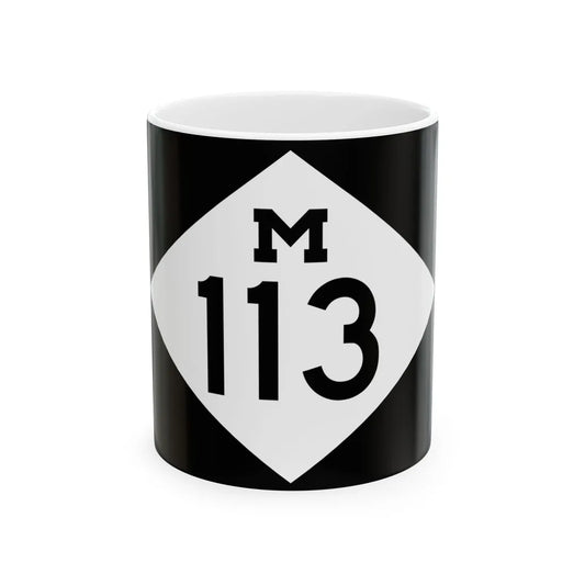 M-113 rectangle (Michigan) (Road Sign) White Coffee Mug 11oz - Go Mug Yourself
