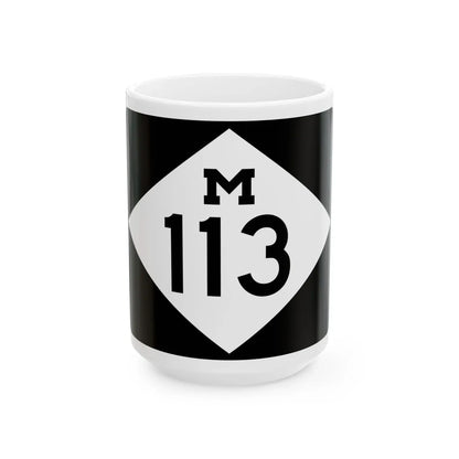 M-113 rectangle (Michigan) (Road Sign) White Coffee Mug 15oz - Go Mug Yourself